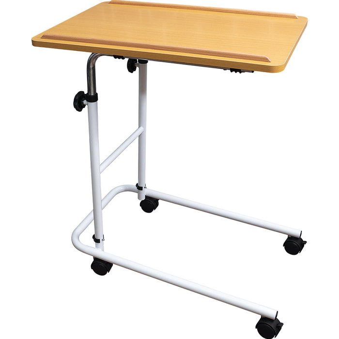 Height Adjustable Overbed Table - Four Castors Included - 600 x 400mm Surface Loops