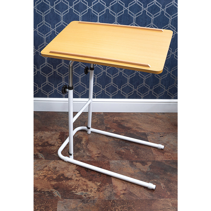 Beech Overbed Table - Height and Angle Adjustable - 600 x 400mm Surface Area Loops