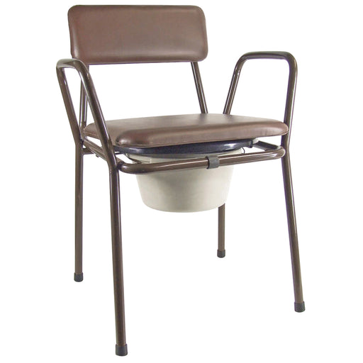 Stackable Bedroom Bathroom Commode Chair - Padded Backrest - 5 Litre Pail Loops