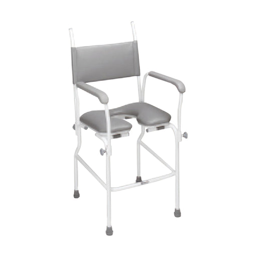 Static Shower Commode Chair - One Piece Tubular Steel Frame - 17 Inch Seat Width Loops