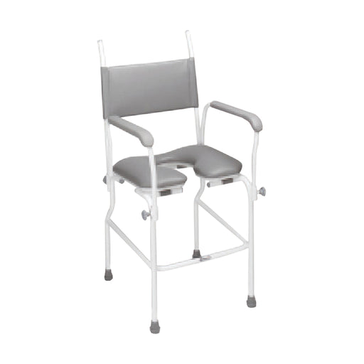 Static Shower Commode Chair - One Piece Tubular Steel Frame - 21 Inch Seat Width Loops