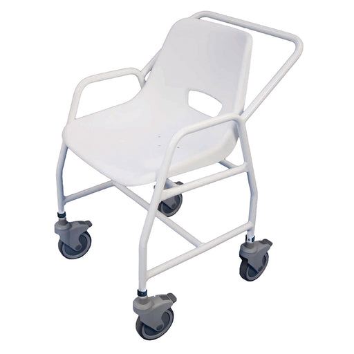 Mobile Shower Chair with Castors - 4 Brake Design 860 - 820mm Adjustable Height Loops
