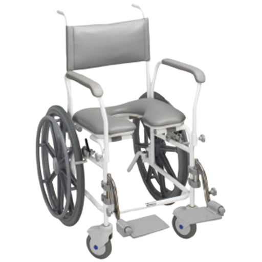Self Propelled Shower Commode Chair - 17 Inch Seat Width - 200kg Weight Limit Loops