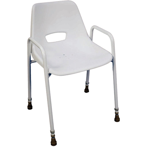 Portable Moulded Shower Chair - 450 to 620mm Height - Drainage Holes - Stackable Loops