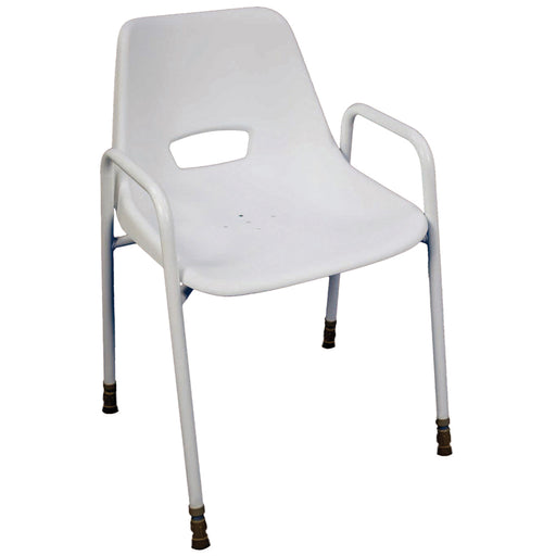 Portable Moulded Shower Chair - Tubular Steel Frame - 450mm Height - Stackable Loops