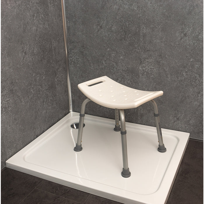 Shower Stool with Integrated Handles - Aluminium Frame - Anti Slip Feet Safety Loops