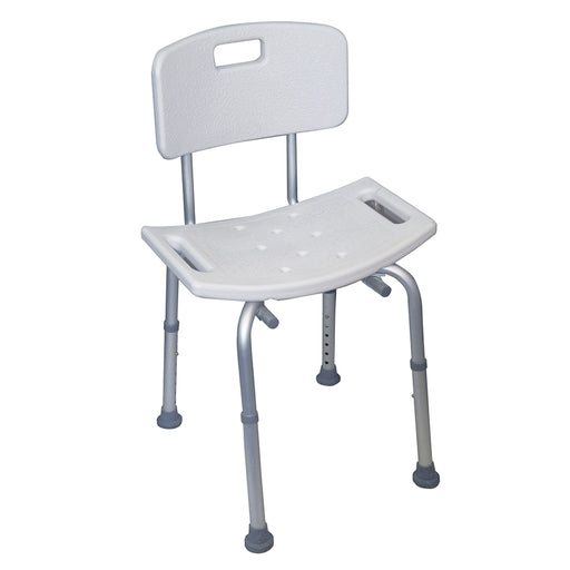 Shower Stool with Integrated Handles and Back - Aluminium Frame - Anti Slip Feet Loops
