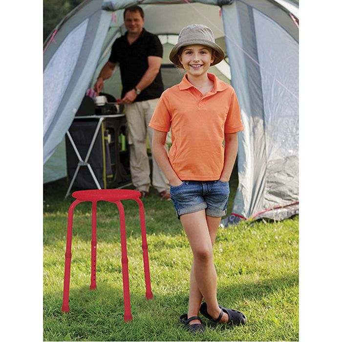 Red Multi Purpose Stackable Stool - Rust proof Aluminium Frame Height Adjustable Loops