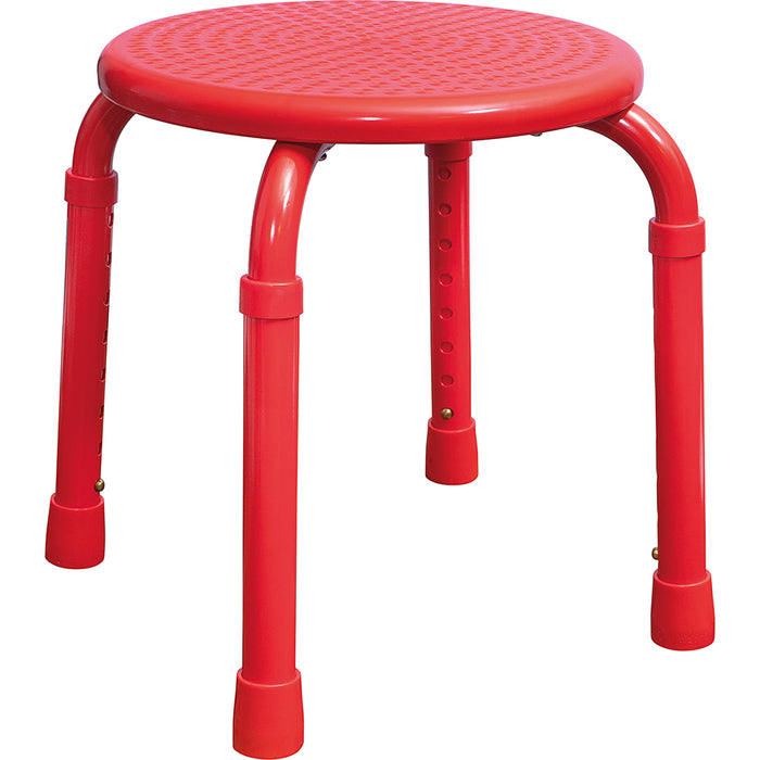 Red Multi Purpose Stackable Stool - Rust proof Aluminium Frame Height Adjustable Loops