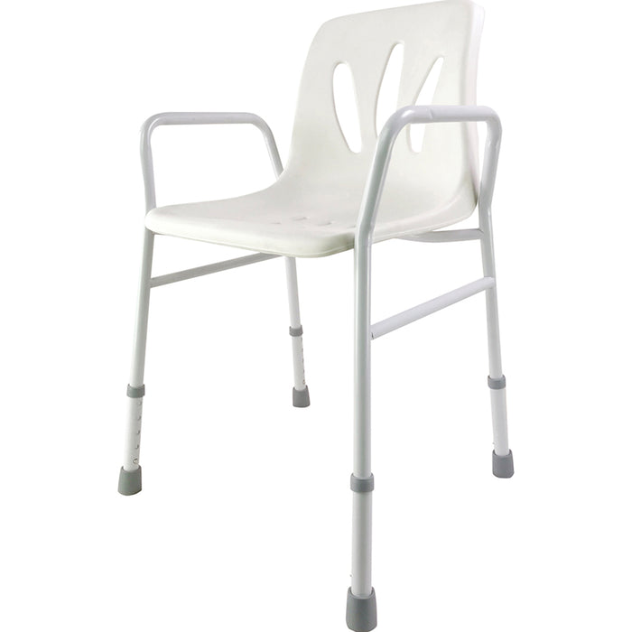 Height Adjustable Bathroom Shower Chair 820mm to 920mm - Built in Drainage Holes Loops