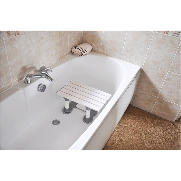 Reinforced Slatted Plastic Bath Seat with Suction Cups - 152mm Height - Grey Loops