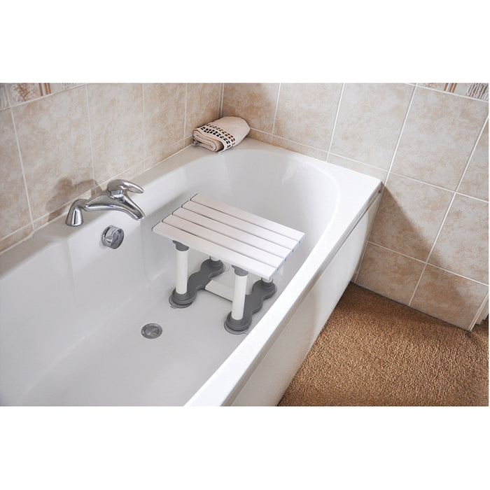 Reinforced Slatted Plastic Bath Seat with Suction Cups - 306mm Height - Grey Loops