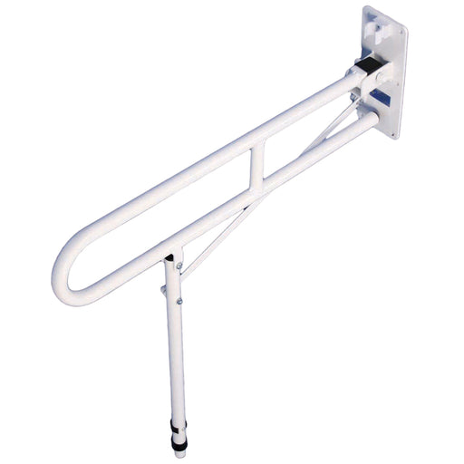 White Wall Mounted Hinged Arm Support with Leg - 750mm Length - Fold Away Design Loops