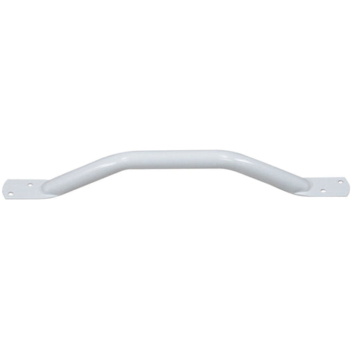 White Steel Pipe Grab Bar - 450mm Length - Rounded Safety Ends - Epoxy Coating Loops