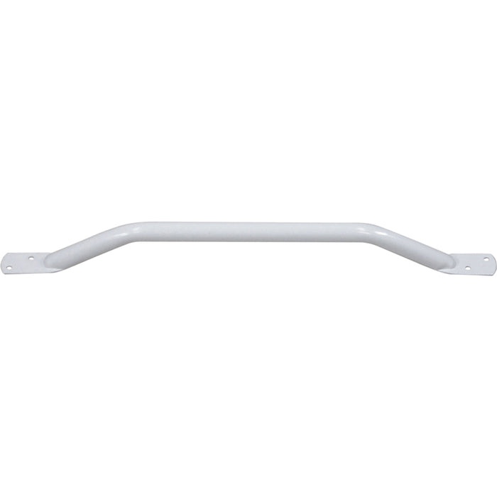 White Steel Pipe Grab Bar - 600mm Length - Rounded Safety Ends - Epoxy Coating Loops