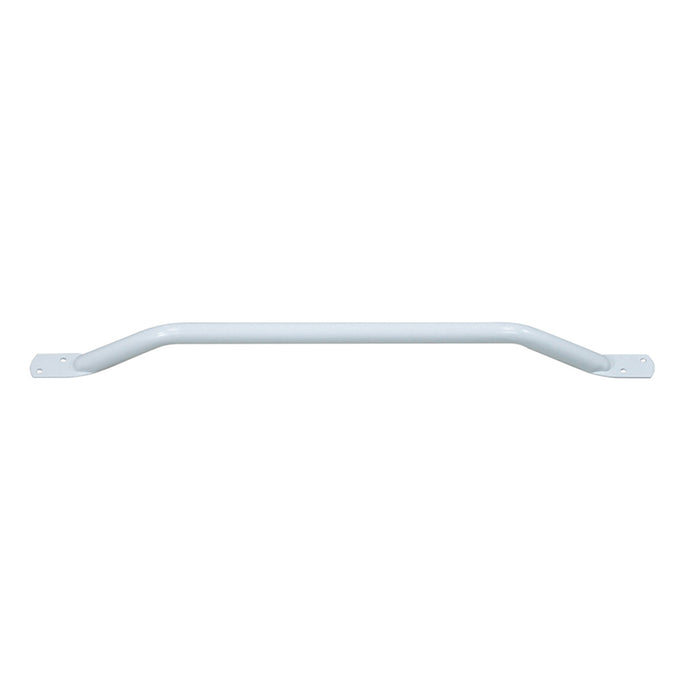 White Steel Pipe Grab Bar - 700mm Length - Rounded Safety Ends - Epoxy Coating Loops
