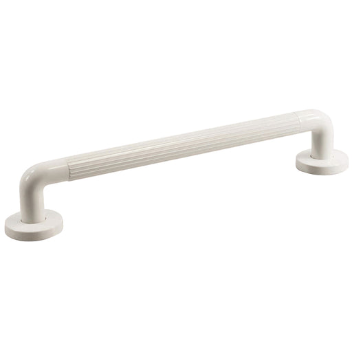 Ribbed UPVC Plastic Bathroom Wall Grab Bar - 300mm Length - Reinforced Fixings Loops