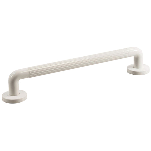 Ribbed UPVC Plastic Bathroom Wall Grab Bar - 600mm Length - Reinforced Fixings Loops