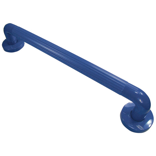 Blue Ribbed UPVC Plastic Grab Bar - 450mm Length - 32mm Tube Reinforced Fixings Loops