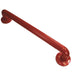 Red Ribbed UPVC Plastic Grab Bar - 300mm Length - 32mm Tube - Reinforced Fixings Loops