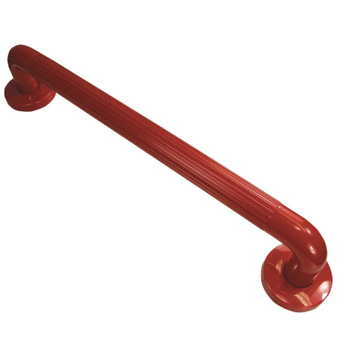 Red Ribbed UPVC Plastic Grab Bar - 300mm Length - 32mm Tube - Reinforced Fixings Loops