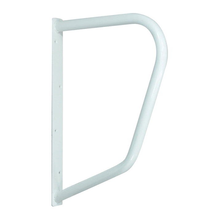 White D Shape Metal Handrail - Tubular Steel Frame - 510mm Depth - Wall Mounted Loops