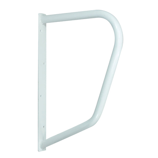 White D Shape Metal Handrail - Tubular Steel Frame - 510mm Depth - Wall Mounted Loops