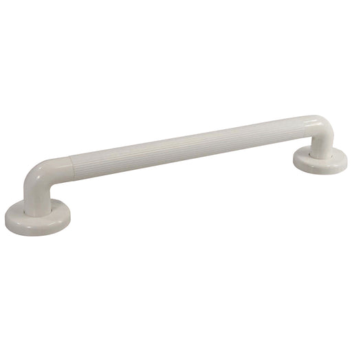 White UPVC Plastic Bathroom Wall Grab Bar - 300mm Length - Reinforced Fixings Loops