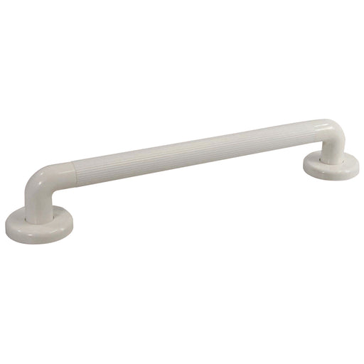 White UPVC Plastic Bathroom Wall Grab Bar - 600mm Length - Reinforced Fixings Loops
