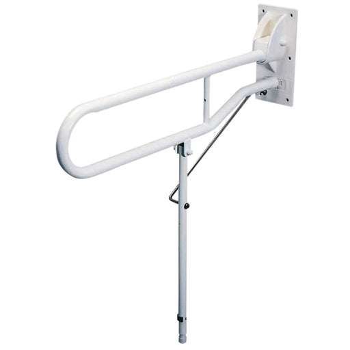 Hinged Support Arm with Backplate and Leg - 775mm Length - Wall Mounted Grab Bar Loops
