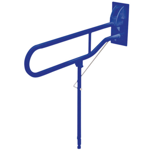 Blue Hinged Support Arm - Backplate and Leg - 775mm Length Wall Mounted Grab Bar Loops