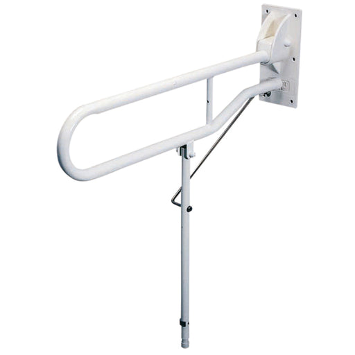 Hinged Support Arm with Backplate and Leg - 650mm Length - Wall Mounted Grab Bar Loops