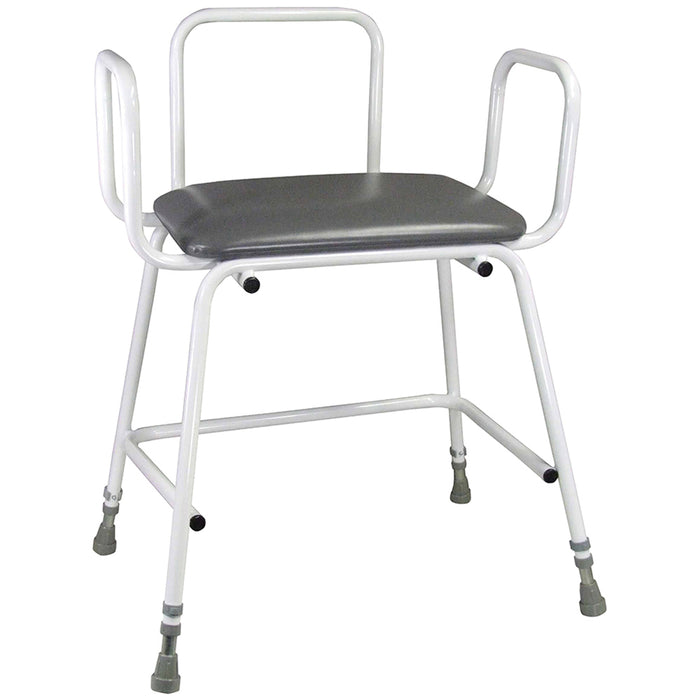Bariatric Perching Stool with Arms - Adjustble Height - 254kg Weight Limit Loops