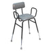 Black Adjustable Height Perching Stool - Arms and Backrest - Tubular Steel Frame Loops