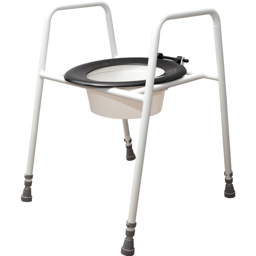 Free Standing Raised Toilet Seat and Frame - Height Adjustable - Splash Guard Loops