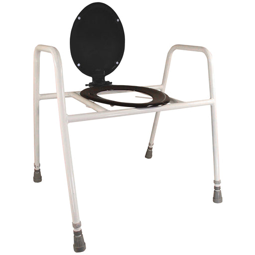 Free Standing Raised Toilet Frame with Seat and Lid Height Adjustable 520-640mm Loops