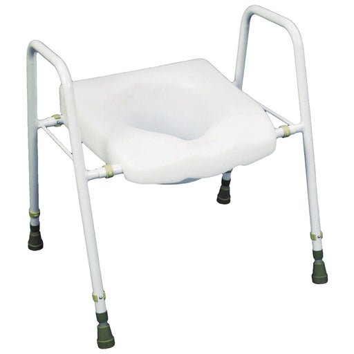 Free Standing Toilet Seat and Frame - Adjustable Height and Width - Clip on Seat Loops