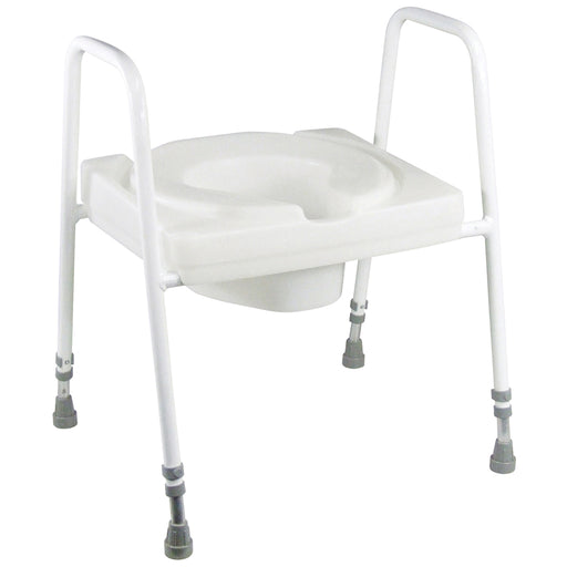 Large One Piece Toilet Seat and Frame - Height Adjustable - 190kg Weight Limit Loops