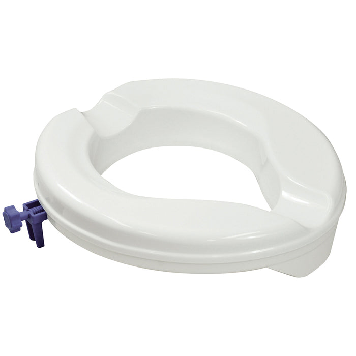 White Plastic Raised Toilet Seat - 2 Inch Height - Fits Most UK Toilet Bowls Loops