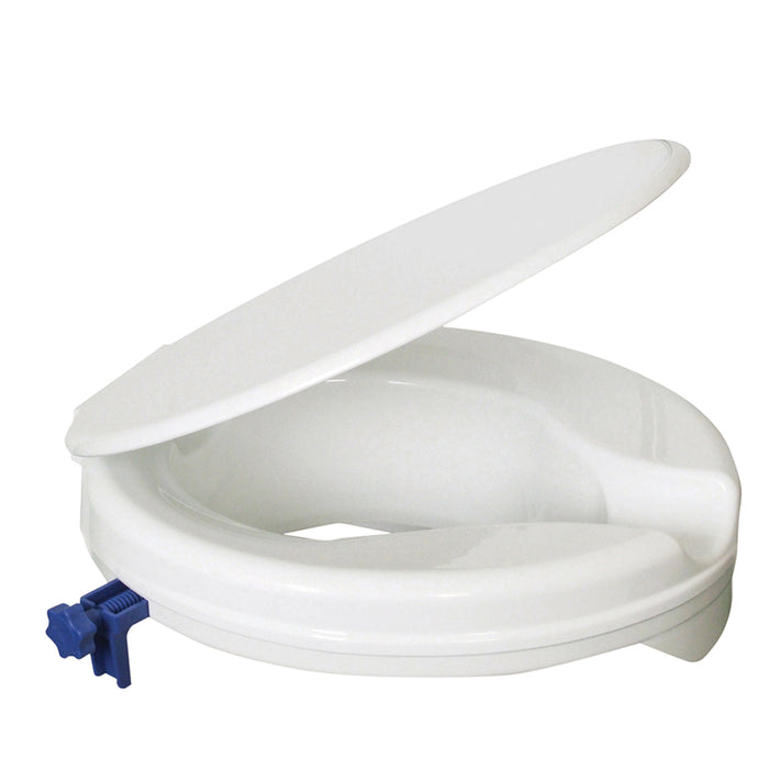 Plastic Raised Toilet Seat with Lid - 2 Inch Height - Fits Most UK Toilet Bowls Loops