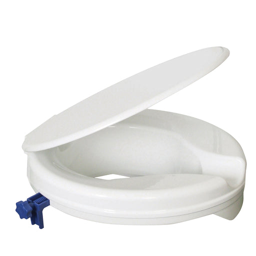 Plastic Raised Toilet Seat with Lid - 2 Inch Height - Fits Most UK Toilet Bowls Loops