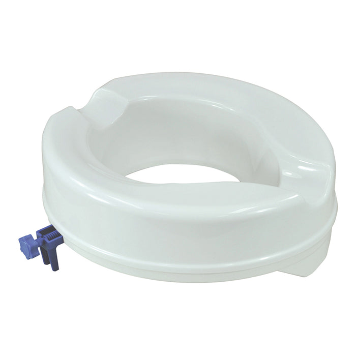 White Plastic Raised Toilet Seat - 4 Inch Height - Fits Most UK Toilet Bowls Loops