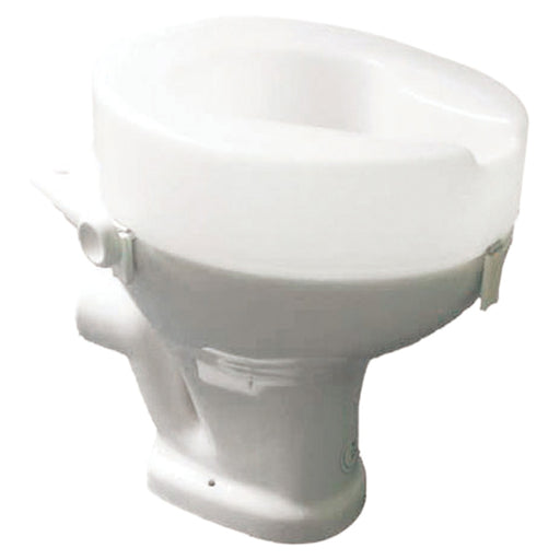 White One Piece Moulded Toilet Seat - Raised 2 Inches - Anti Bacterial Finish Loops