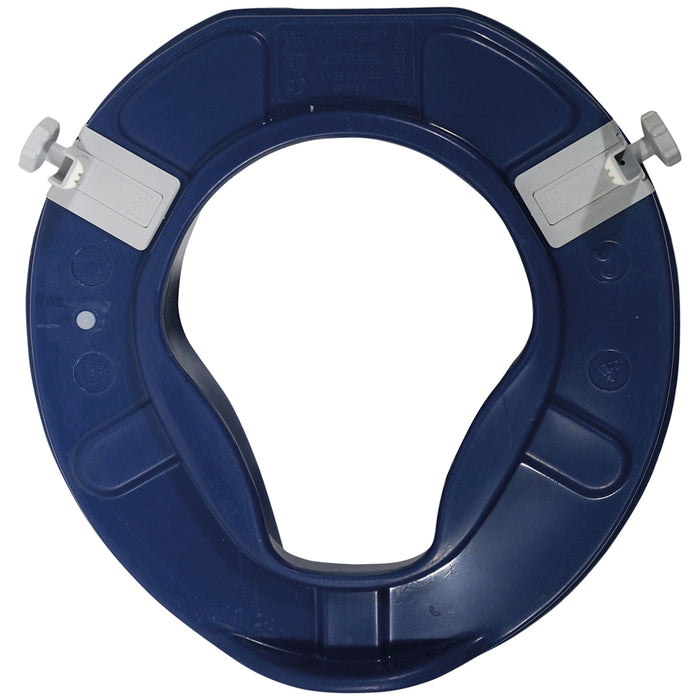 Blue One Piece Moulded Toilet Seat - Raised 4 Inches - Anti Bacterial Finish Loops