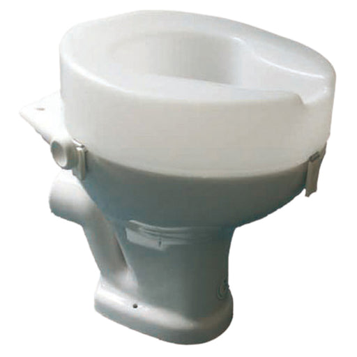 White One Piece Moulded Toilet Seat - Raised 6 Inches - Anti Bacterial Finish Loops