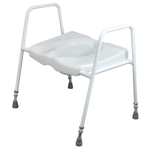 Bariatric Toilet Seat and Frame - Height Adjustable - Tubular Steel Frame Loops