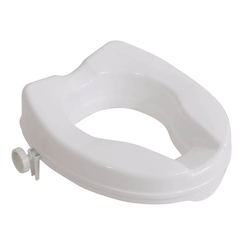 Ergonomic Raised White Plastic Toilet Seat - 2 Inch Height - Easy Install Loops