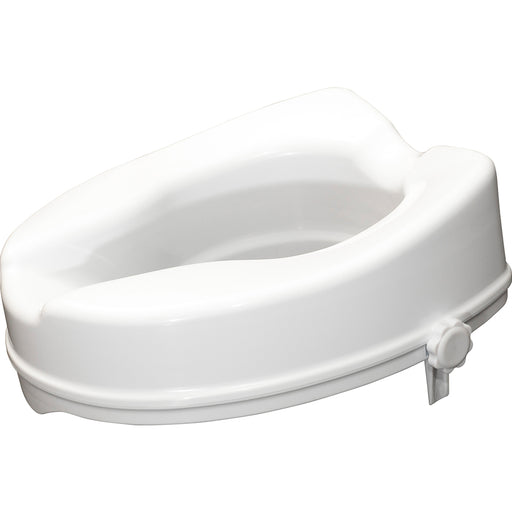 Ergonomic Raised White Plastic Toilet Seat - 4 Inch Height - Easy Install Loops