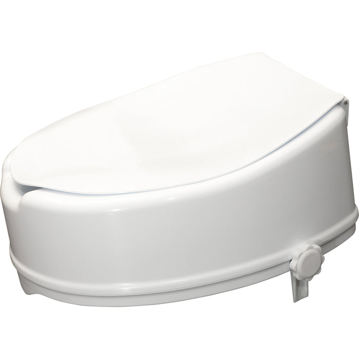 Ergonomic Raised Plastic Toilet Seat with Lid - 6 Inch Height - Easy Install Loops