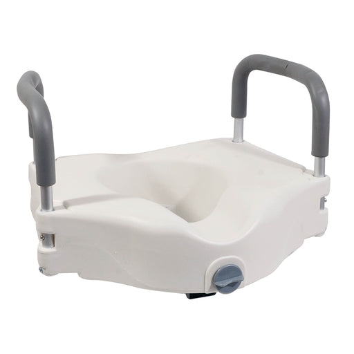 Ergonomic Raised Plastic Toilet Seat with Arms - 6 Inch Height - Easy Install Loops